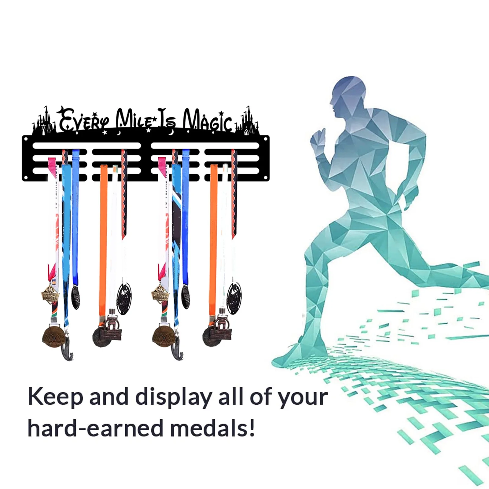 Iron Medal Hanger Wall Mounted Display Hanger Rack Awards Display Shelf Holder Rack for Athletes Home Decoration