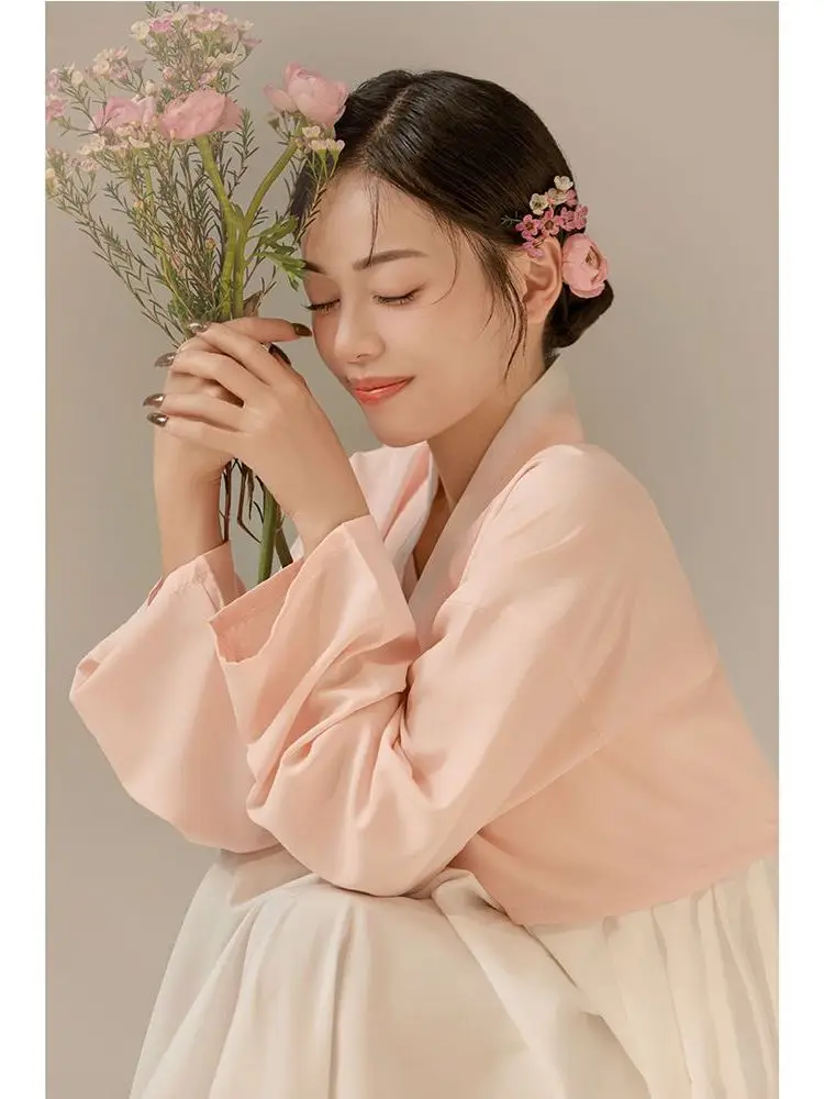 Pink Korean Clothes Women Traditional Costume Palace Hanbok Elegant Modern Fashion Luxury Dress Party Stage Photograph 한복