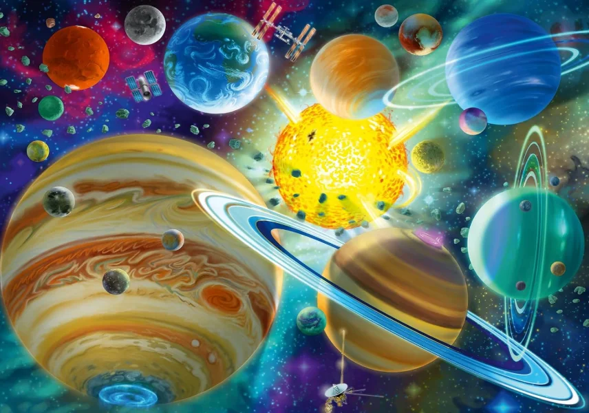 Interstellar Planet World Jigsaw Puzzle 500/1000/1200/2000PCS Solar System Planets Nebula Spaceship Bright Cosmic Scene DIY Gift