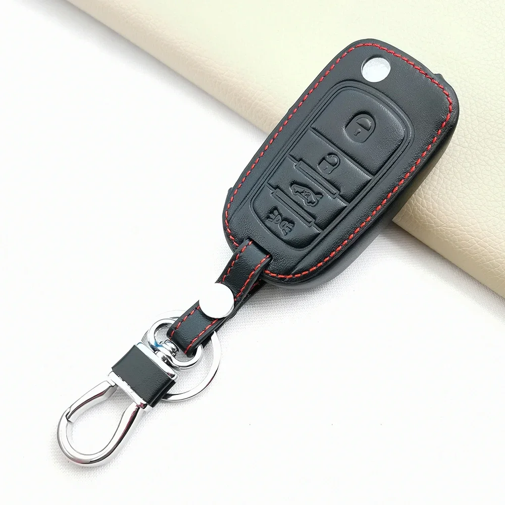 

Leather Case Key Fob Cover 4 Buttons Flip Smart Car Key Case For Fiat 500X Toro Egea Tipo Folding Remote Protect Shell