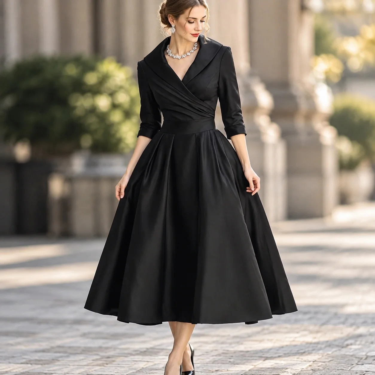 Slim Fit Long Sleeve Dress with Notch Collar and Irregular Hem High Waist Maxi Length Individual Streetwear for Women Spring