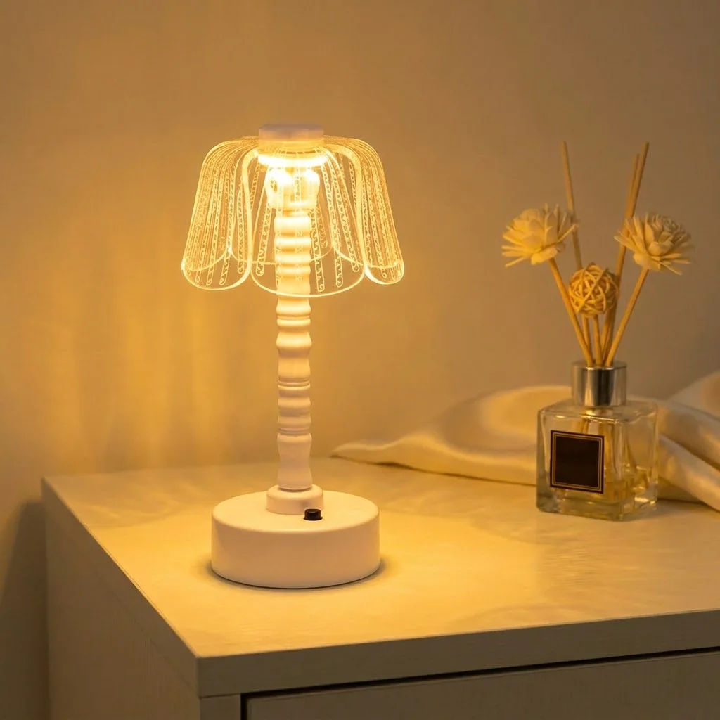 

Creative Flower Night Light LED Small Table Lamp Bedroom Bedside Ambient Desktop Decoration Gift Ornament