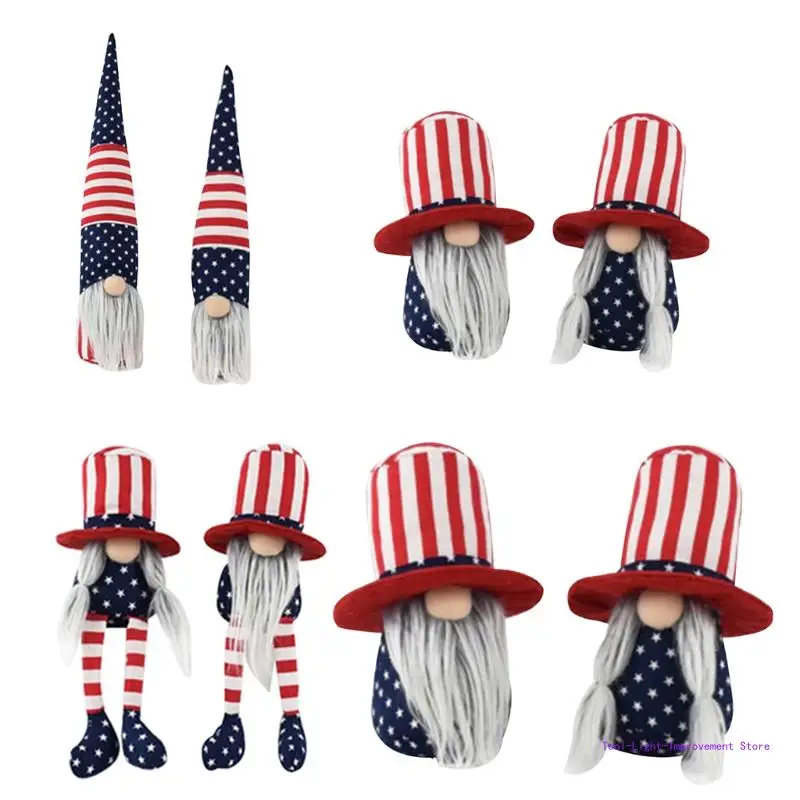 C63E 1/2pcs Patriotic Gnome Veterans Day American President Election Decor Nisse Tomte 4th of July Gift Handmade Scandinavian