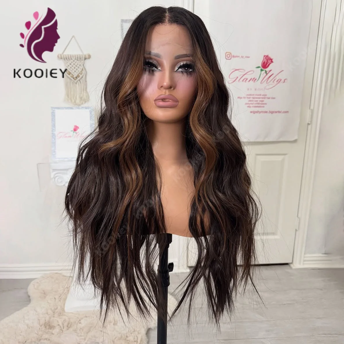 

13x4 Body Wavy Glueless 360/Full Lace Wigs Human Hair #1bT4/6 Highlight Brown Balayaga 5x5 Silk Top Closure Human Hair Wigs