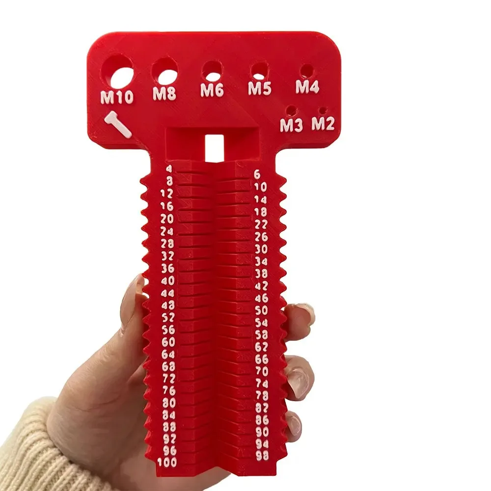 3D Printed Thread Pitch Gauge, T-Square Screw Measuring Tool 4-100mm M2-M10, Plastic Measurement Ruler for Architect Mechanic