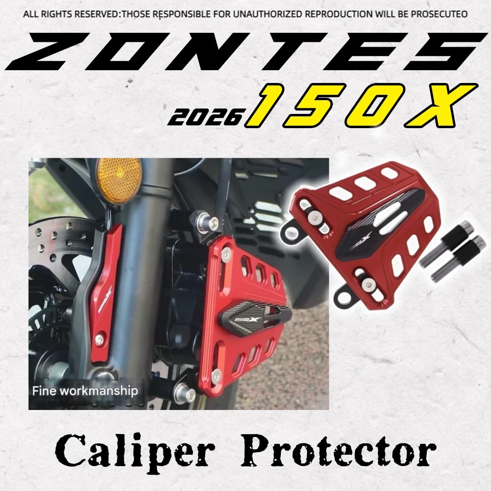 

Для ZONTES 150X 2026 года: накладка на передний тормозной суппорт, защита тормозного насоса, декоративная накладка на датчик ABS переднего колеса.