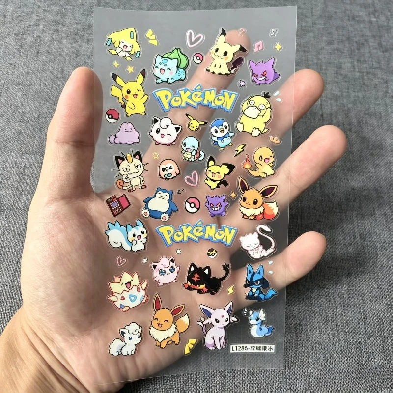 Pokemon Toy Stickers Gengar Pikachu Eevee Snorlax Charmander Anime Cartoon for Kids Scrapbook Journal Decoration Gift