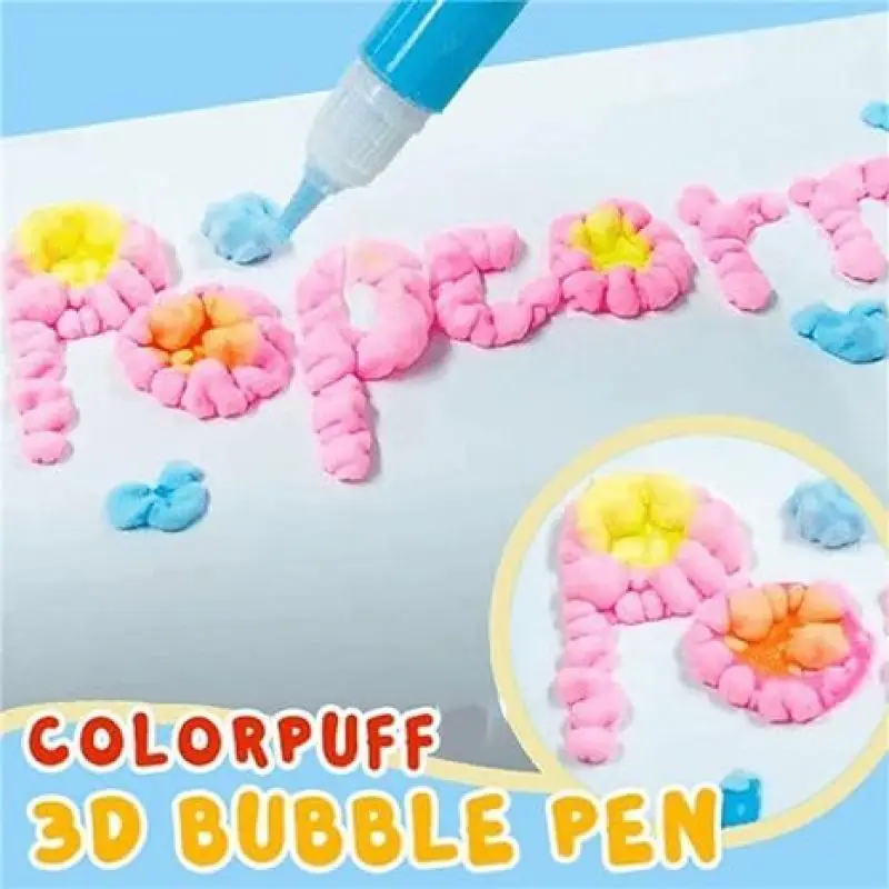 DIY Bubble Popcorn Drawing Pen Handmade Cotton Pen 3D Printable Painting Magic Puffy Pens For Kids Gift For Birthday image 4