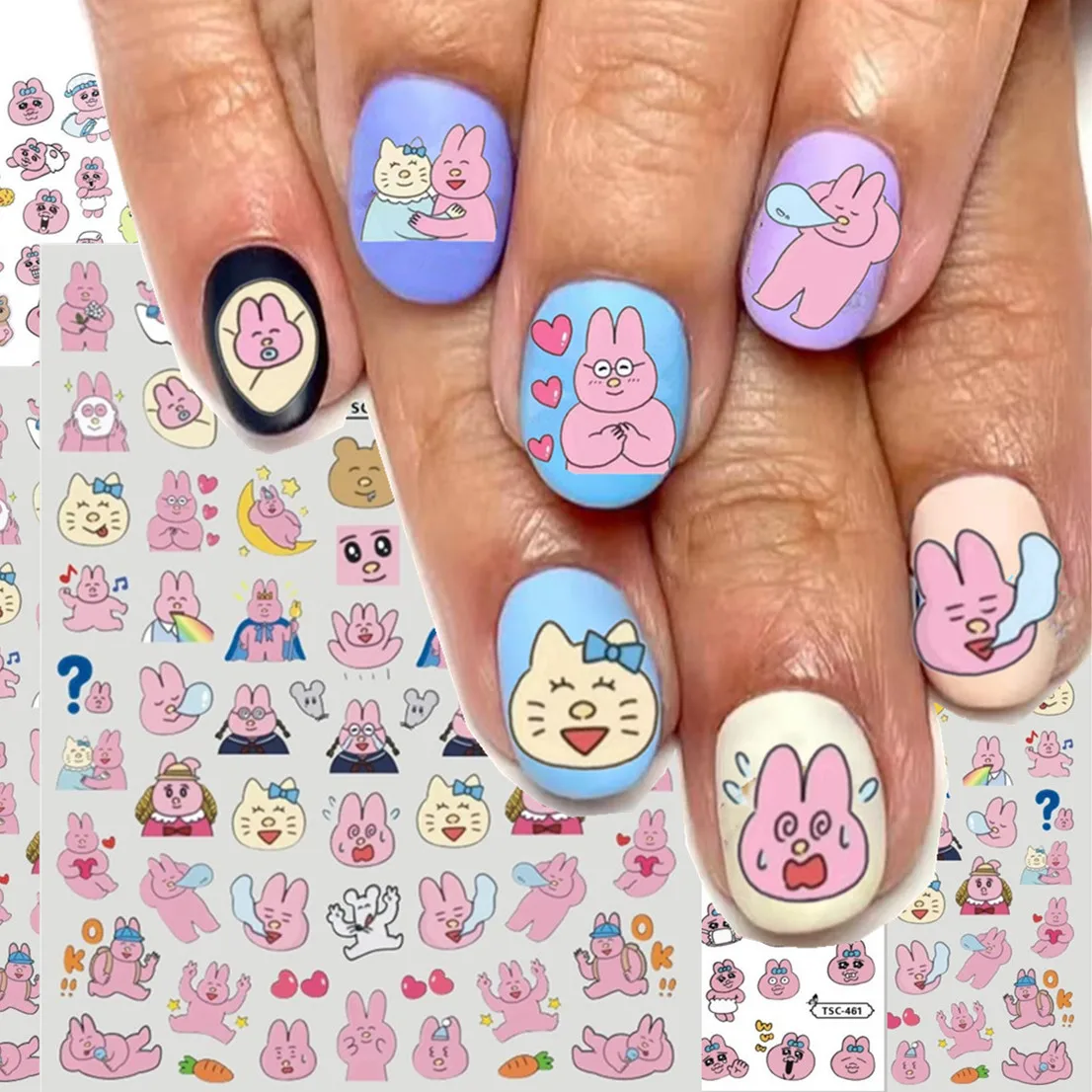 

Nanoyan rabbits TSC-094 Manga Anime mezzo paino tomagotchi 3d Nail Art Stickers Decal Slider Template Diy Nail Tool Decorations