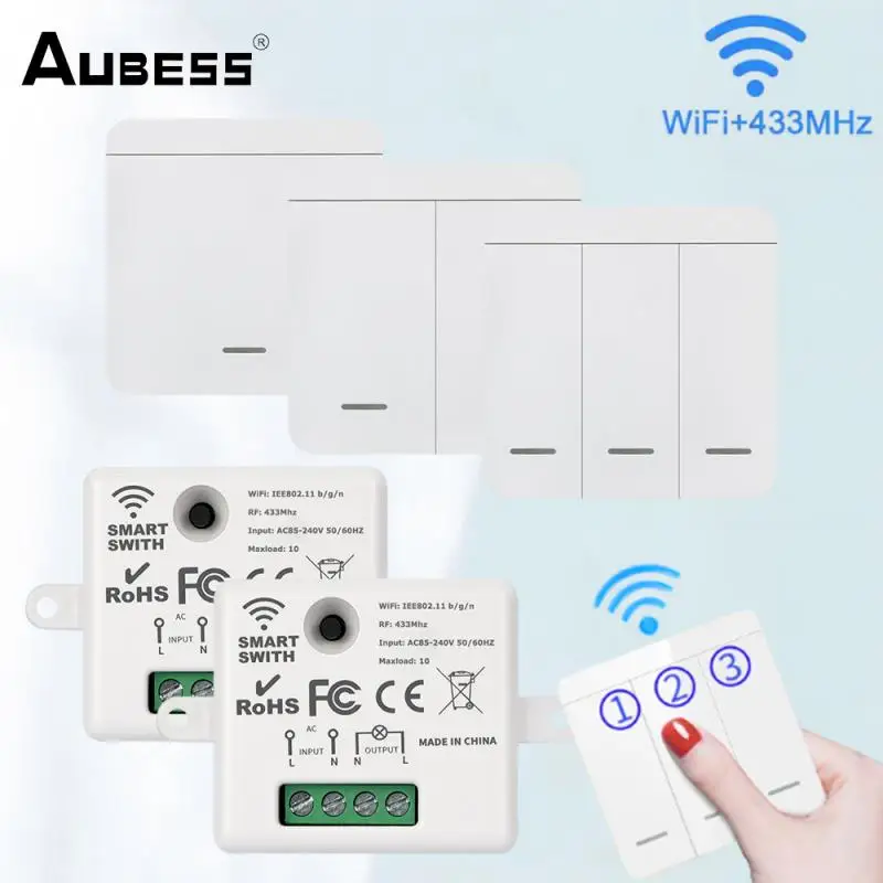 

Wireless Smart Switch Light RF 433MHz 1/2/3Gang 86 Type Wall Panel Switch With Remote Control Interruptor Mini Relay Receiver