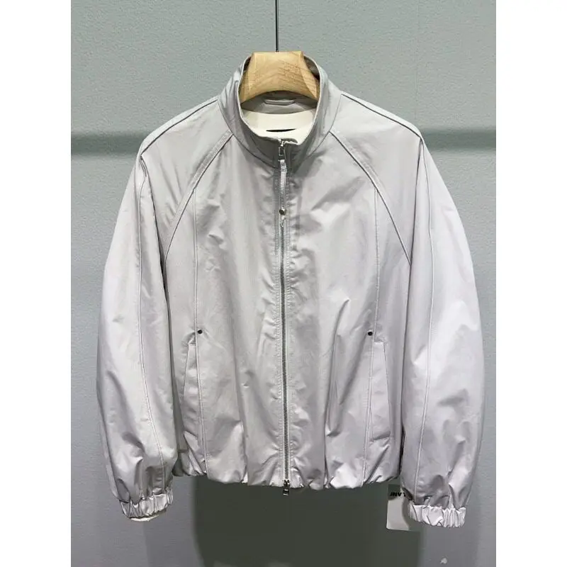 

Мужская куртка с широкими рукавами-крылышками и воротником-стойкой, модная повседневная модель из весенней коллекции, удобный хлопковый материал