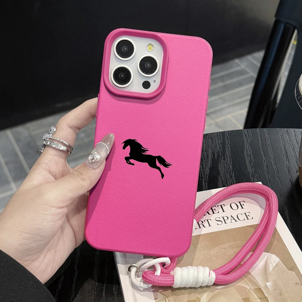 Pferde-INS-Handschlaufe Minimalismus-Hülle für iPhone 13 11 12 Pro Max Hüllen iPhone 15 17 14 16 Plus XR mit Lanyard Steed Funda – Detail 9