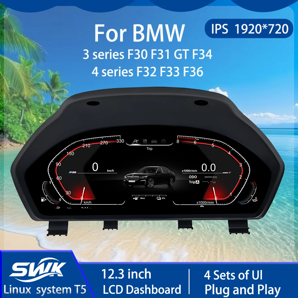 

Для BMW 3 серии F30 F31 GT F34 4 серии F32 F33 F36 Автомобильная умная цифровая панель ЖК-дисплея 12,3 дюйма Linux System Plug and Play