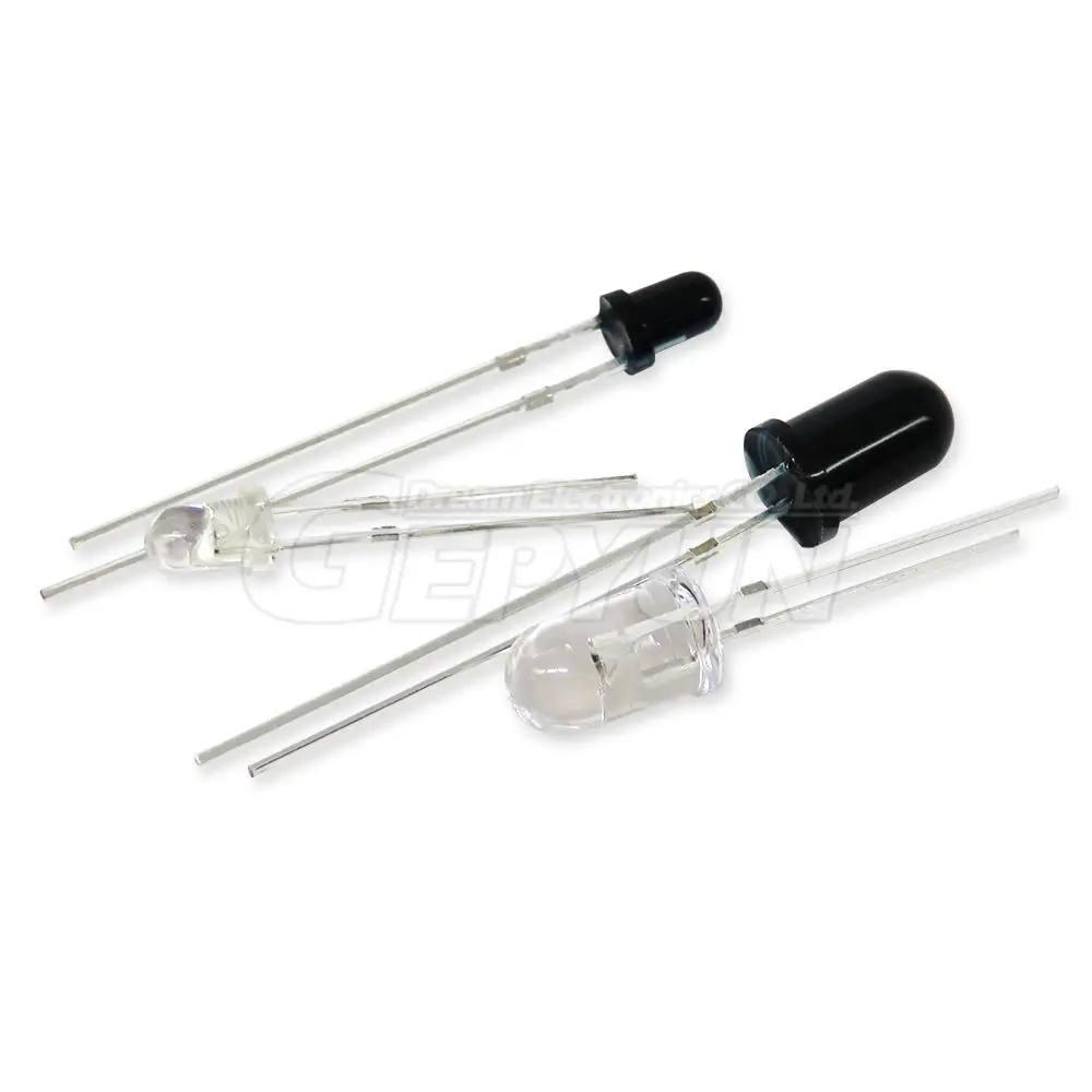 100pcs 3mm/5mm 940nm LEDs Infrared emitter and IR receiver diode 3MM Transparent white gel receives photosensitive tube diode