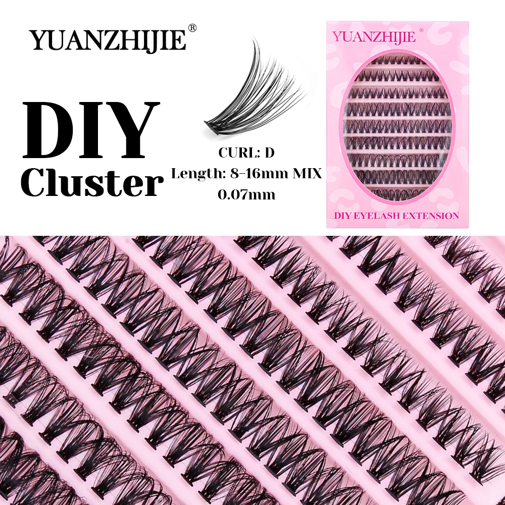 

YUANZHIJIE 8-16mm Mix Length DIY Lash Clusters Easy to Operate Reusable Pre Cut Segmented Eyelash Extensions for Daily Makeup