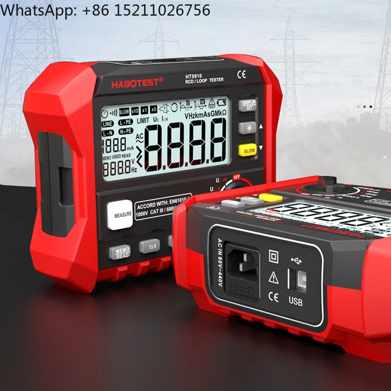 Habotest HT5910 Leakage Switch Tripping Tester Measuring Rcd Loop Resistance Electric Electrical Instrument