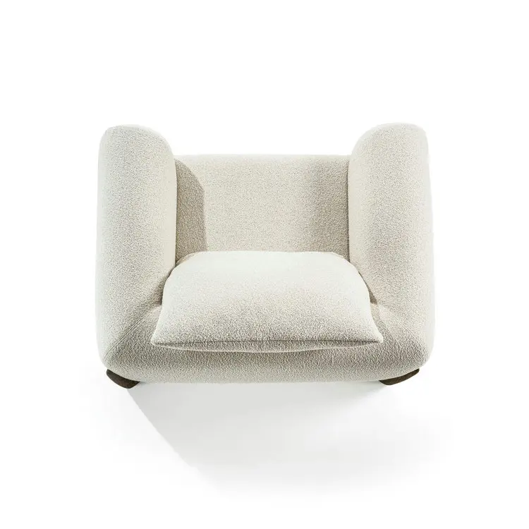 ⌁l Scandinavian Modern Designer Velvet  rmchair Luxury Wooden Fringed Chairs Boucle Single Sofa Chair for Living Room