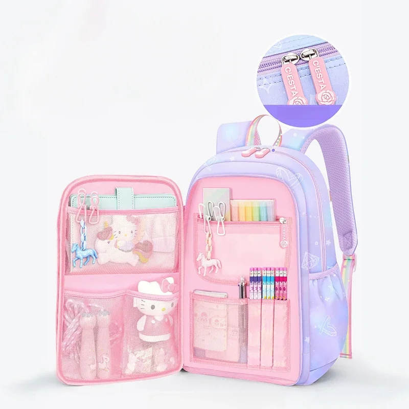 MINISO Senrio Kuromi Student Backpack Kawaii Reduce Burden Protect Spine Kids Schoolbag Cute Cartoon Light Book Bag Girl Gift