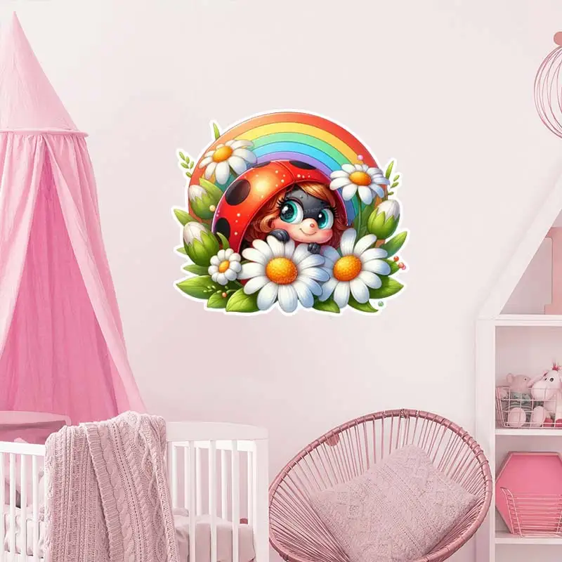 Cute Ladybug Wall Sticker Kids Room Decor Bathroom Toilet Living Room Decor Cabinet  Refrigerator Home Decals M994