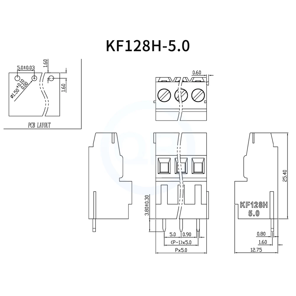 (10 pcs) KF128H 5.0MM 5.08MM High Level Screw PCB Terminal Bloc 2P 3P Gram Splicing 2-3P 128H 5.0 5.08
