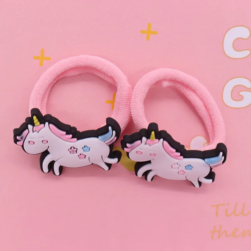 2Pcs/Set Cartoon Animal Unicorn Nylon Headband Kid Hair Accessories Children\'s Elastic Bands For Girl Headband Scrunchie