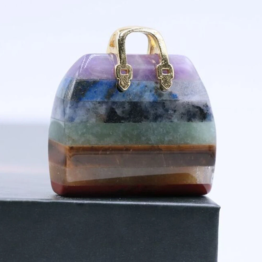 

2Pcs Hand Bag Shape Ornament Made of Stone Material Desktop Home Decor Adornment for Garden Micro Landscape Decoration