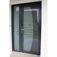 Hurricane Impact Thermal Break Aluminum Double Doors Tempered Glass Low E Glass Swing Door Exterior Front French Casement Doors 2