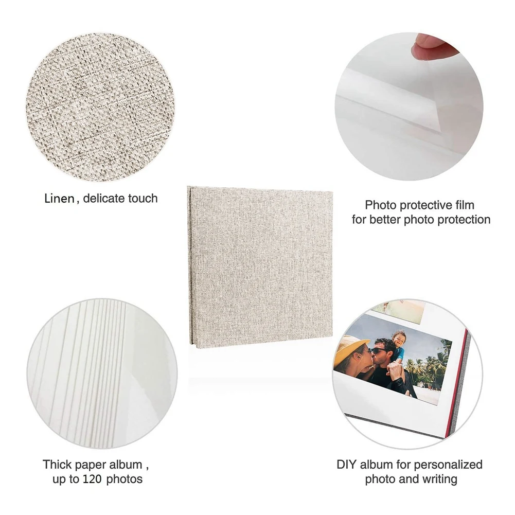 PORK-2X Photo Album Scrapbook Linen DIY Memory Book Thick Pages With Protective Film Save Images Permanently,Best Gift Choice
