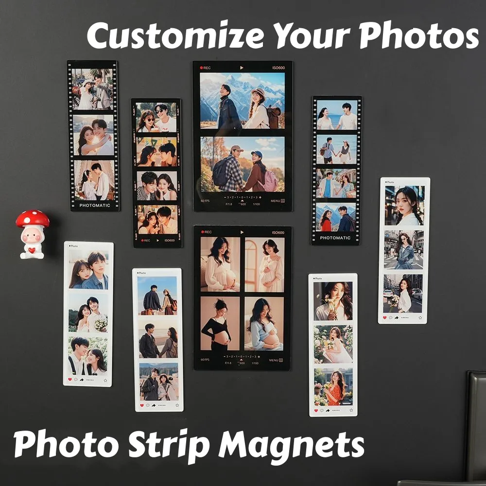 4 Stück Personalisierte Acryl-Kühlschrankmagnete, Foto-Booth-Streifen, Anpassbare Magnete für Kühlschrank, Küche, Metallschrank, Deko, Hochzeitsgeschenk – Detail 3