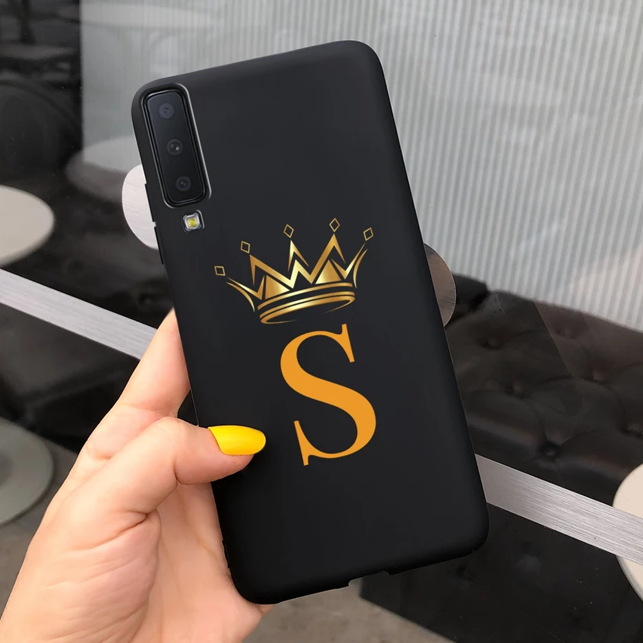 For Samsung Galaxy A7 2018 Case SM-A750F Cute Crown Letters Cover Silicone Soft TPU Phone Case For Samsung A7 2018 A750F Bumper