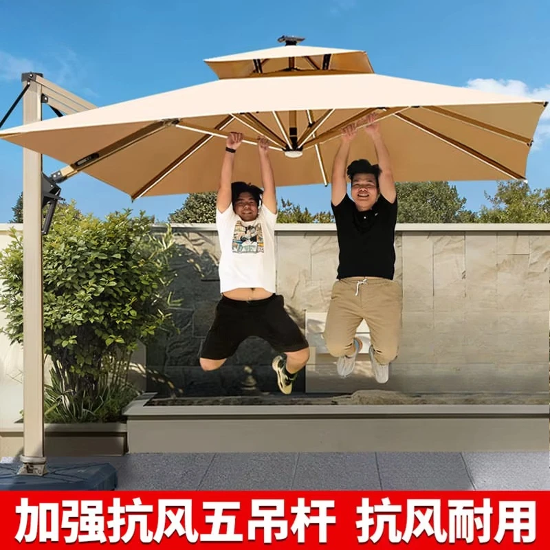 Aluminum Alloy Waterproof Windproof Sunshade Square 3m with Light Beads Roman Awning for Outdoor Furniture & Courtyard
