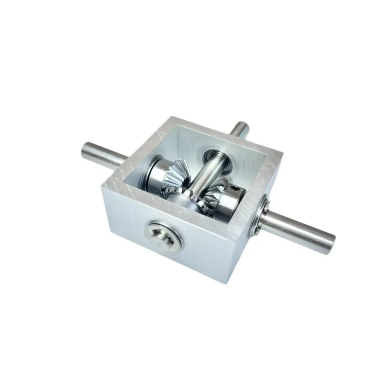1:1 Right Angle Bevel Gearbox T-Type 90 Degree Reversing Steering Gear, One Input Two Output Dual Shaft