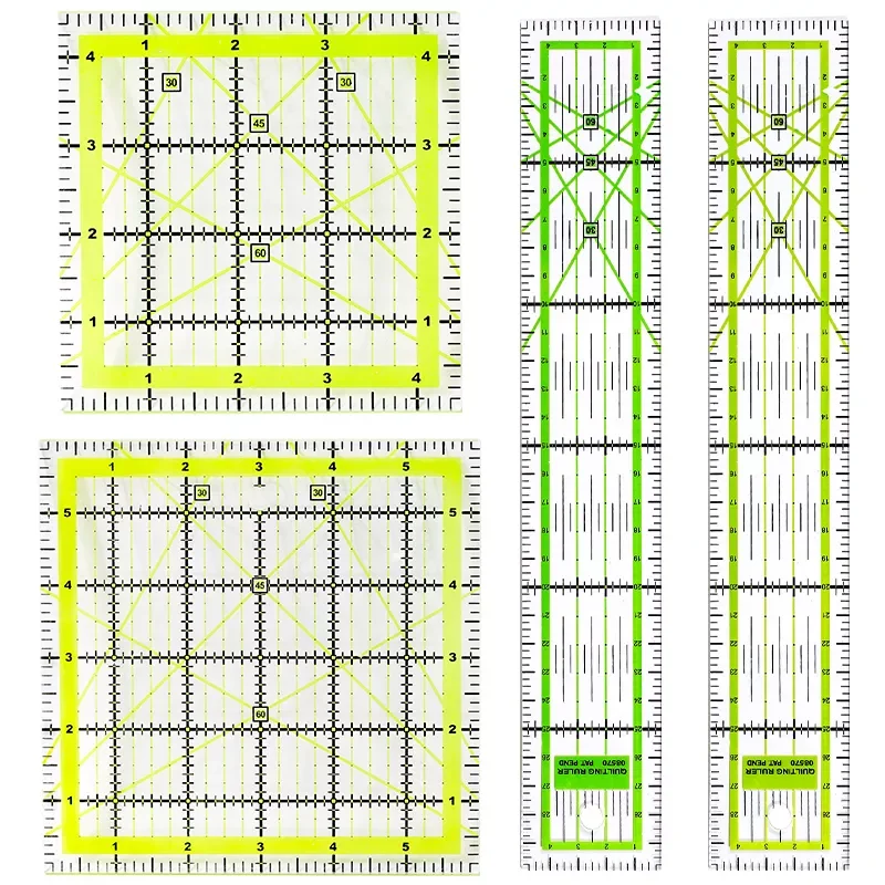 For DIY Sewing Measuring Tools Drawing Ruler Green/Colorful Acrylic Patchwork Ruler Square/Rectangle Ruler Clothing Craft Tools