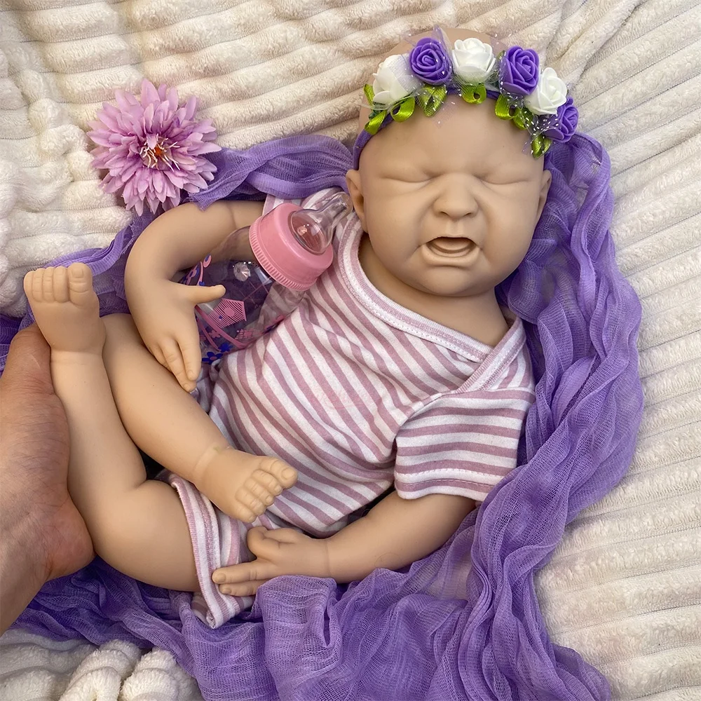 Comfortable to Hold 20Inch Full Body Pure Silicone Reborn Girl High-Simulation Weighted Companion Doll for Dementia Patients