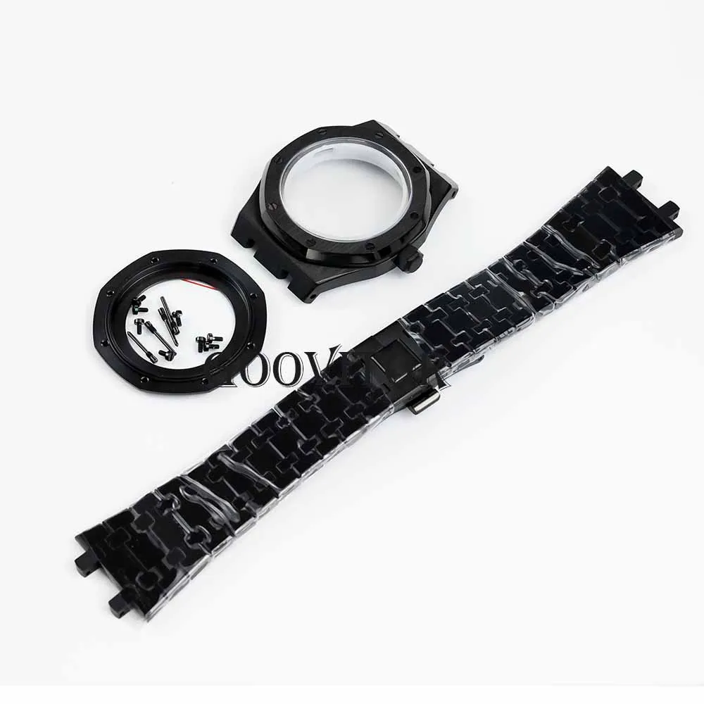 

41mm pvd black/rose gold/silver NH35 case sapphire glass for oak mod nh35 nh36 movement 31.8mm dial stainless steel watch case