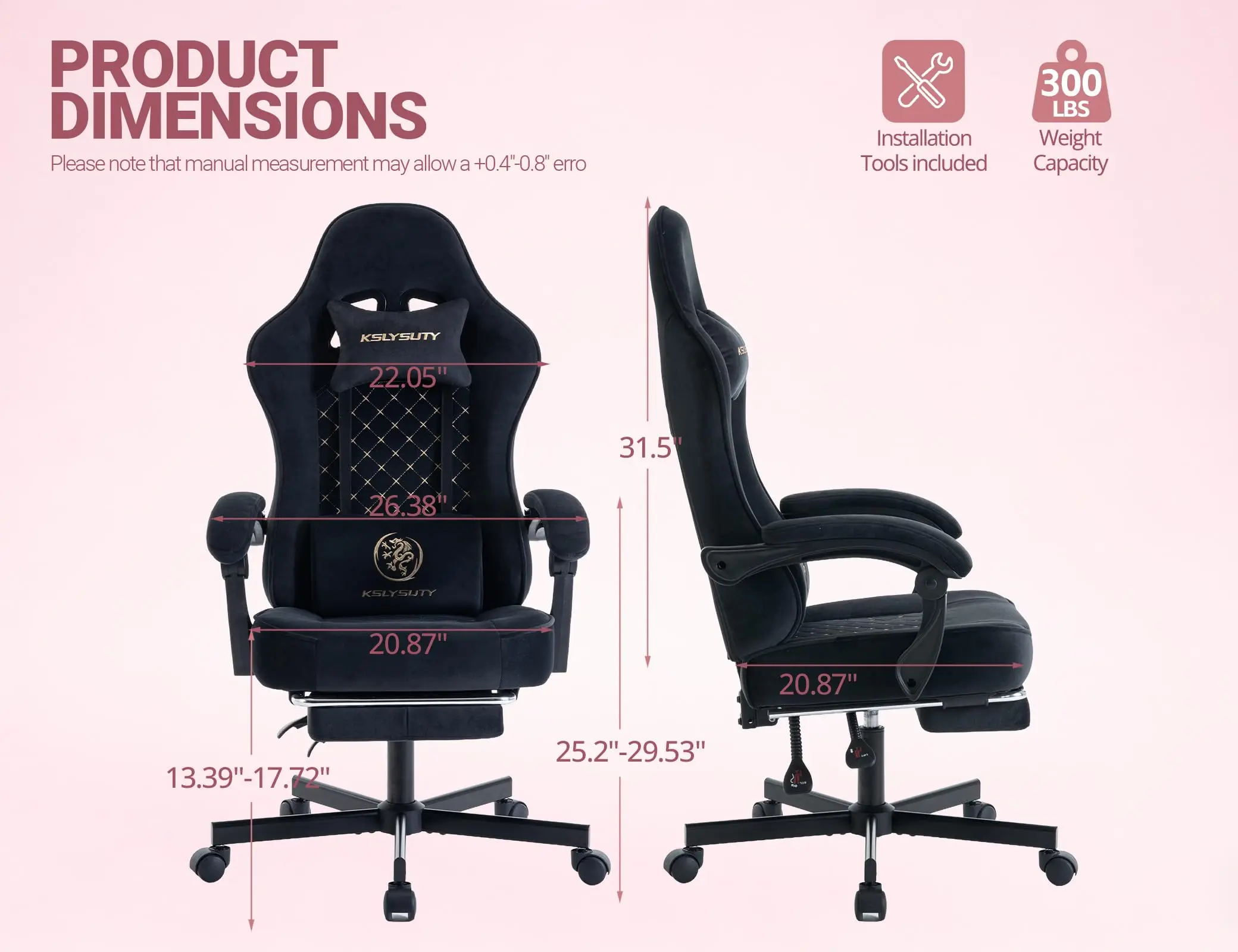 Mistpeople Gaming Chair, Ergonomic High Back Computer Chair with Footrest, Lumbar Support & Pocket Spring Cushion