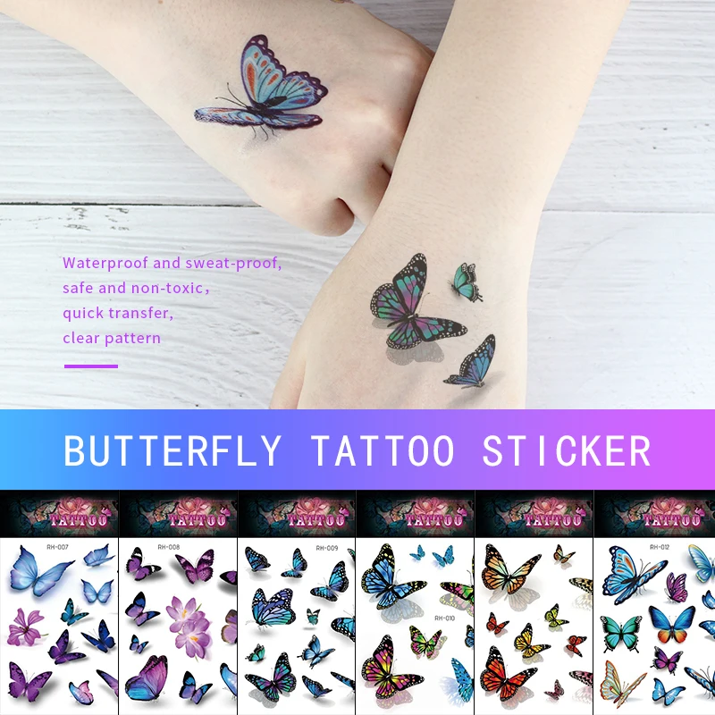 

Сексуальная 3D бабочка, рука, боди-арт, вспышка, перенос воды, водостойкая временная татуировка, наклейка для женщин, поддельные татуировки, инструмент для макияжа