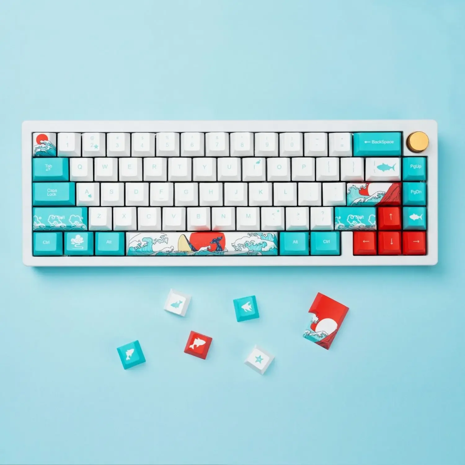 

Coral sea keycap small full set of PBT sublimation adaptation 61/64/68/75/84/87/98/100/104