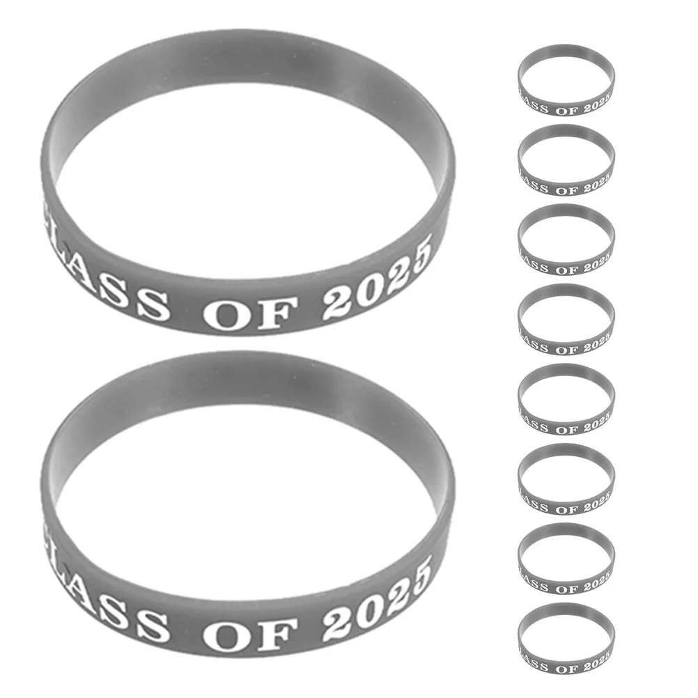 10 Pcs Graduation Party Wristbands Silicone Bracelets Class of 2025 Elastic Keepsake Event Favor Rubber Bands School Supplies