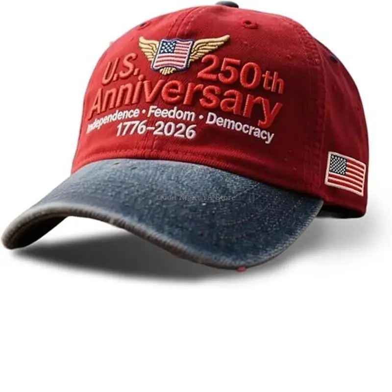 Patriotic Baseball Hat 250th Anniversary Machine Washable Adjustable Strap For Adults
