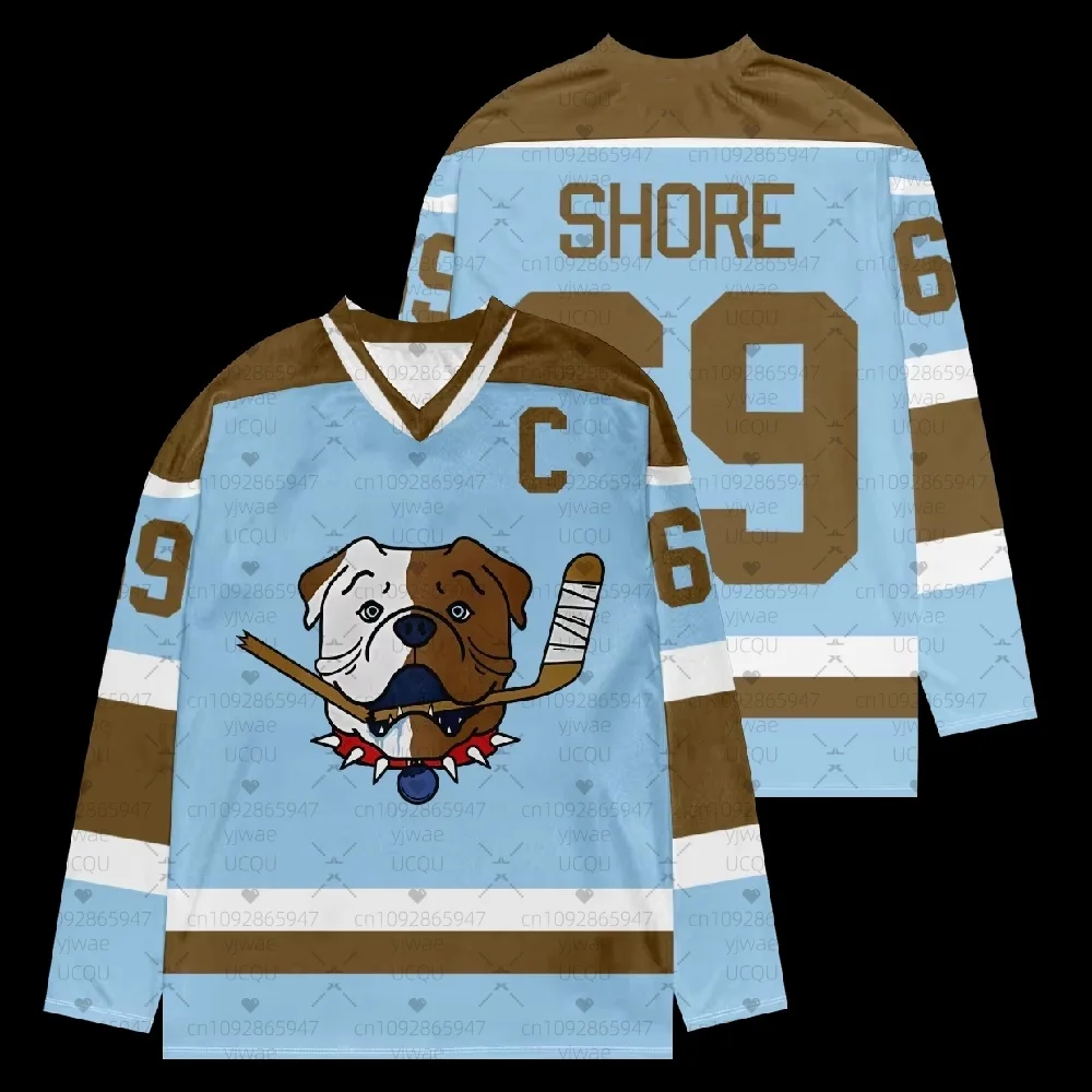 2025 Men Shoresy Shore 69 Sudbury Blueberry Bulldogs Hockey Jersey V-Neck T-Shirts Unisex Fashion Casual HipHop Streetwear Tee