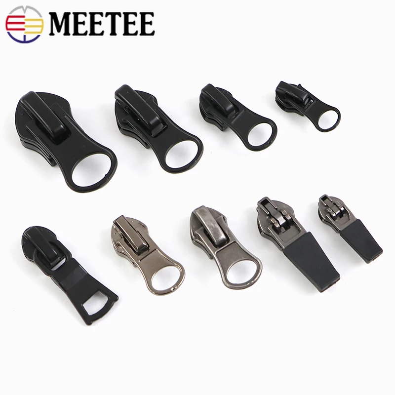 

10Pcs Meetee 3#5#8#10# Nylon Zipper Puller Tent Garment Reverse Waterproof Zip Head Bag Invisible Zips Slider Sewing Accessories