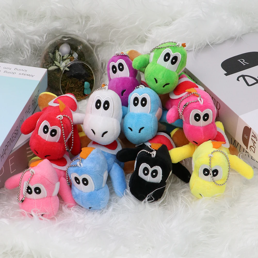 Yoshi Plush Keychain Multicolored Cute Dinosaur Soft Plush Pendant Mini Backpack Bag Charm Mushroom Cartoon Key Ring Lovely Gift view 4
