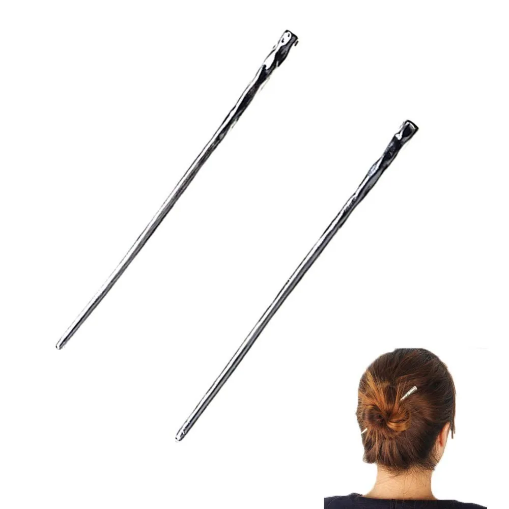 

Набор из 2-х серебряных палочек для волос, китайская заколка, металлические аксессуары для волос, классические аксессуары для волос для женщин, девушек, ко Дню матери