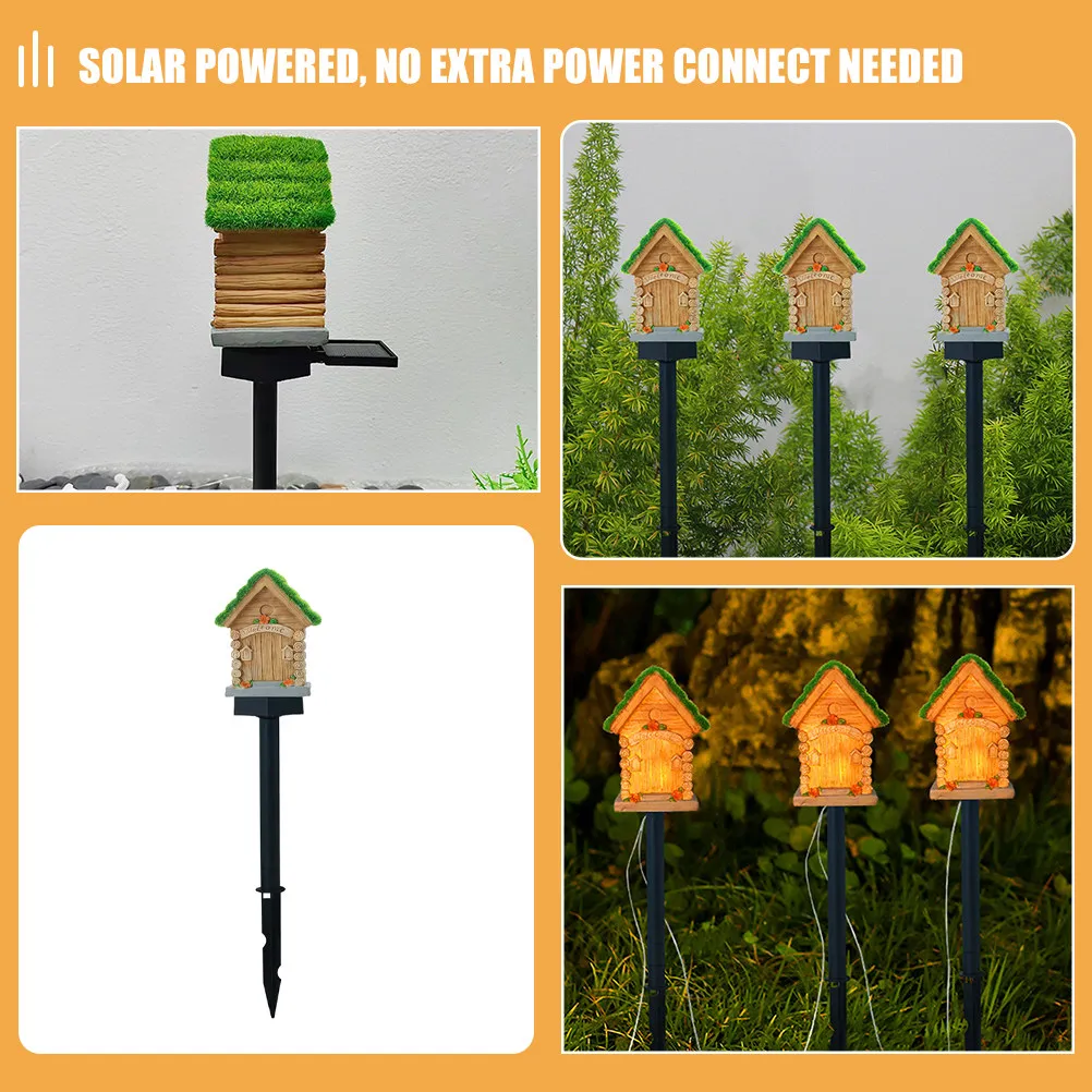

Солнечный садовый светильник в форме домика из прочной смолы для улицы, двора, газона, дорожек, патио, декоративный, на солнечной энергии