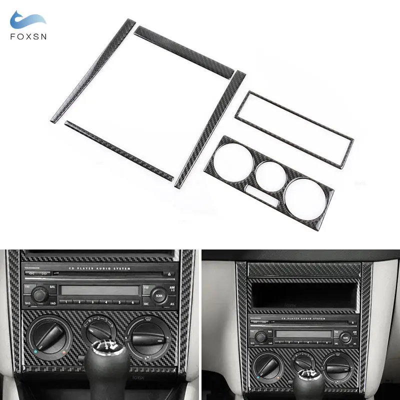 For VW Golf 4 Jetta Bora MK4 R32 GTI 1999-2004 Center Control CD AC Air Conditioner Radio Panel Frame Cover Trim Carbon Fiber