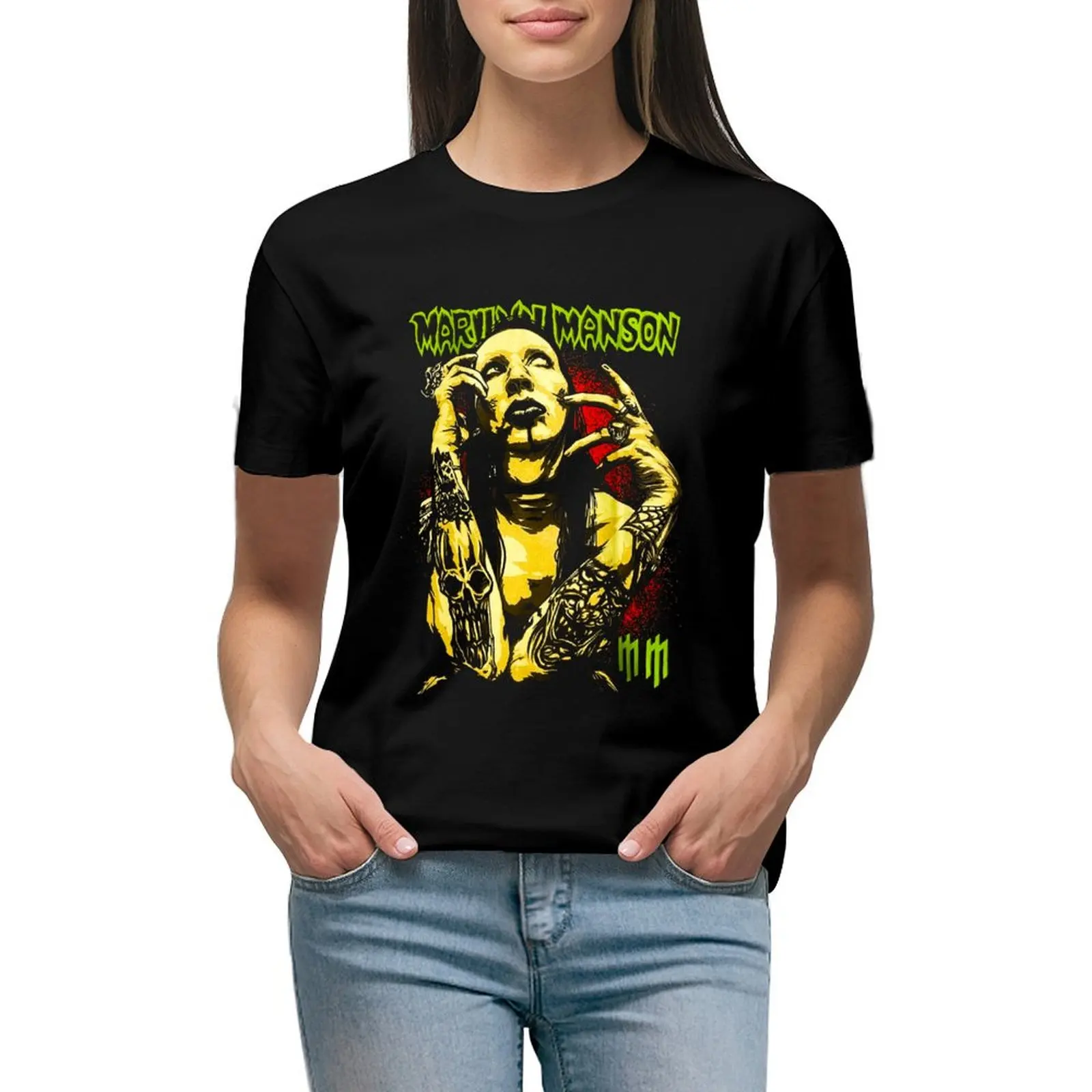 

Marilyn Manson T-Shirt heavyweights graphics tees summer clothes Women's t-shirt