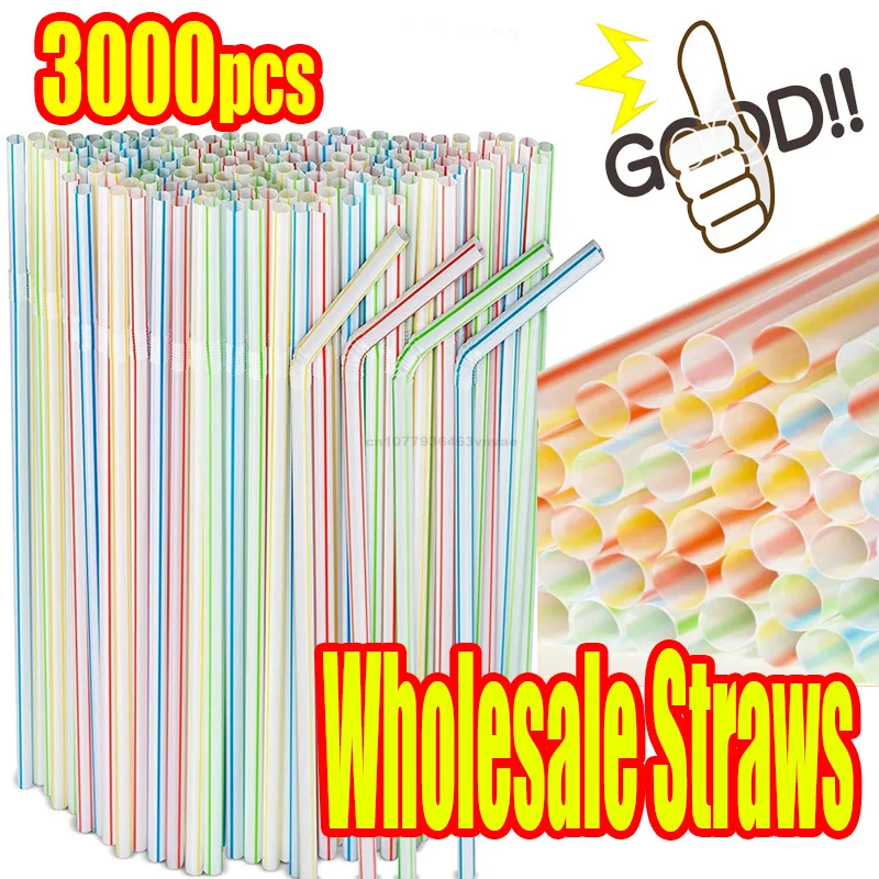 Drinking Plastic Black Straws Colorful Art Long Flexible Wedding Party Supplies Plastic Drinking Straws Kitchen Accessories