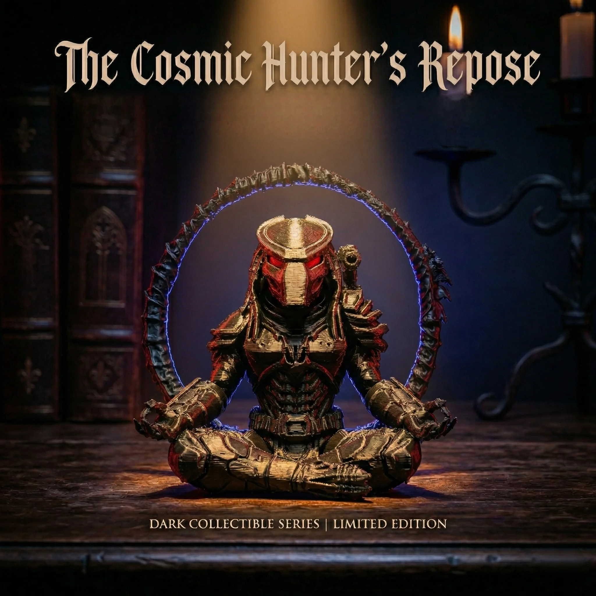 Alien Hunter Meditations-Ornament, Gotischer Stil, Sammlerfigur, Schreibtisch-Dekoration, Kreative Skulptur