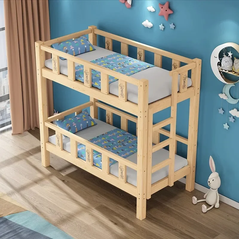 Lit en bois massif à double couche pour enfants de la maternelle, support de déjeuner pour enfants de l'école primaire, lits superposés supérieurs et inférieurs